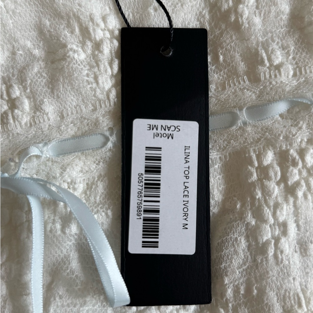 Motel Rocks Ivory Lace Top with Blue Ribbon - Picture 2 of 3